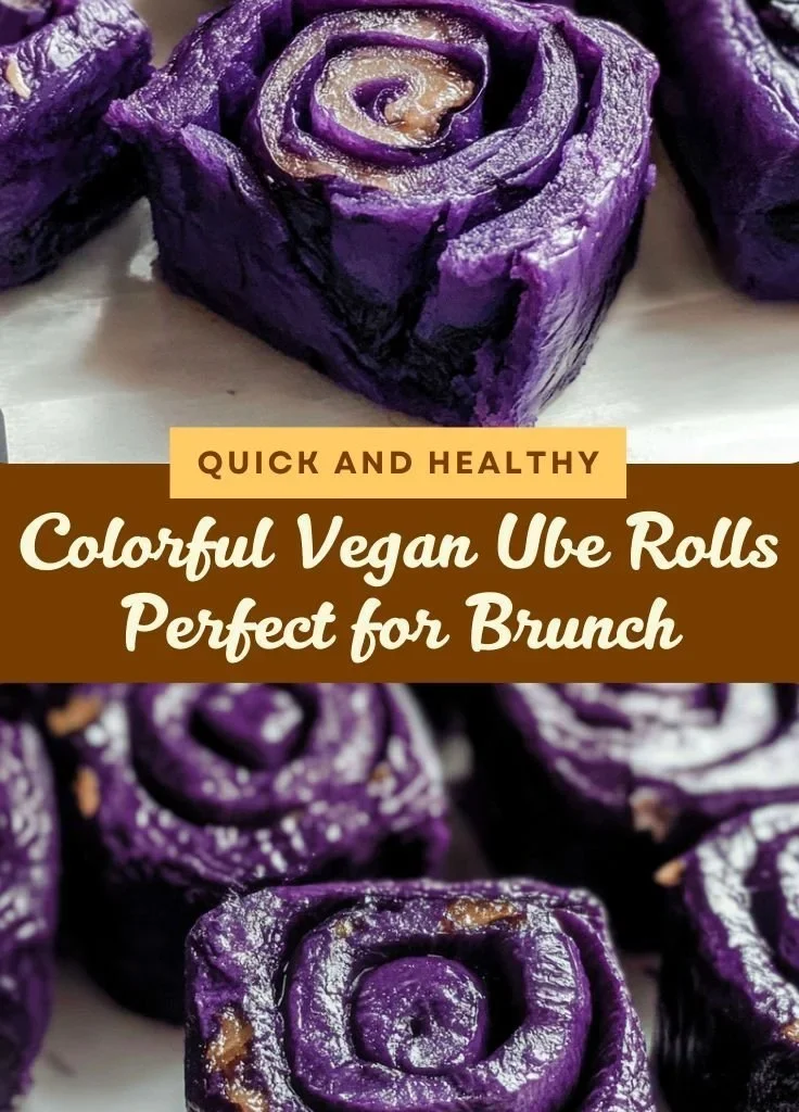 Delicious Vegan Ube Rolls with vibrant purple color and a soft texture.