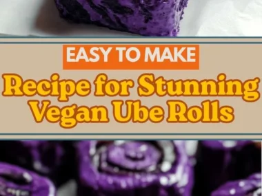Delicious vegan ube rolls displayed on a plate, showcasing their vibrant purple color.