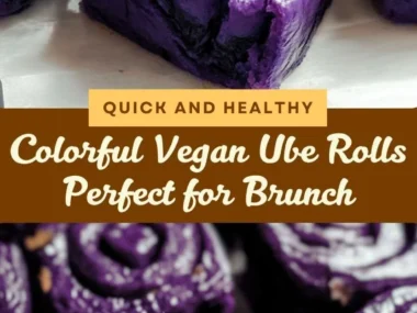 Freshly baked vegan ube rolls with a vibrant purple color and soft texture.