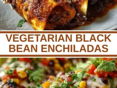 Delicious vegetarian black bean enchiladas topped with cheese and fresh herbs