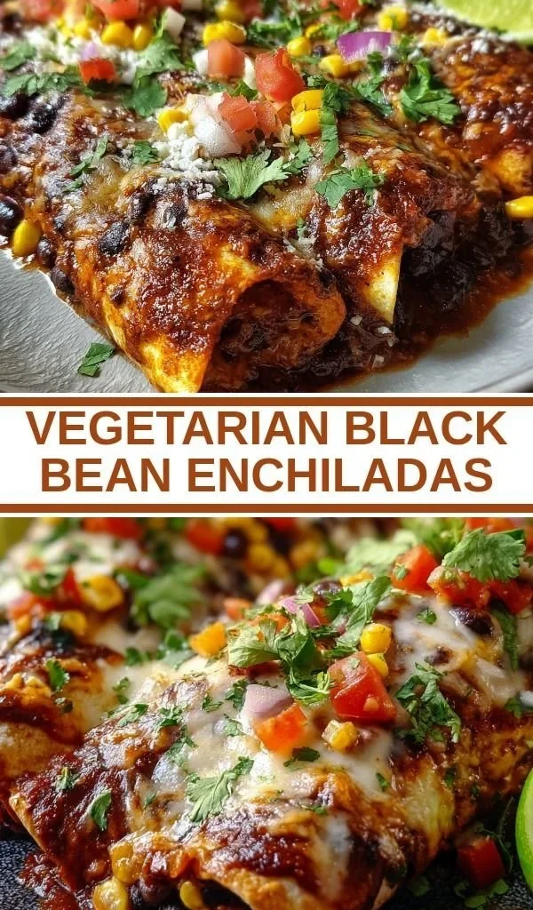 Delicious vegetarian black bean enchiladas topped with cheese and fresh herbs
