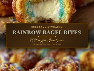 Colorful and whimsical rainbow bagel bites arranged on a plate