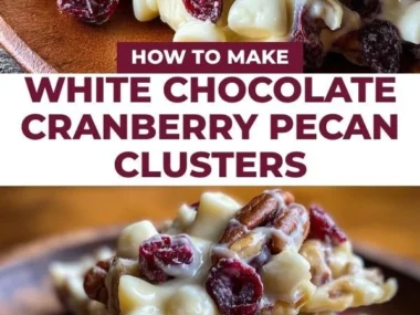 White chocolate cranberry pecan clusters ready to enjoy.