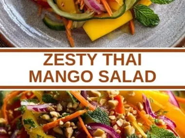 Delicious Zesty Thai Mango Salad with fresh mango, herbs, and a tangy dressing