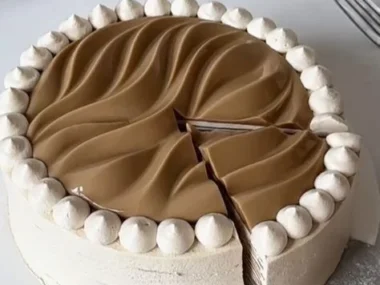 Delicious Coconut Latte Crepe Cake with layers of creamy coconut and coffee