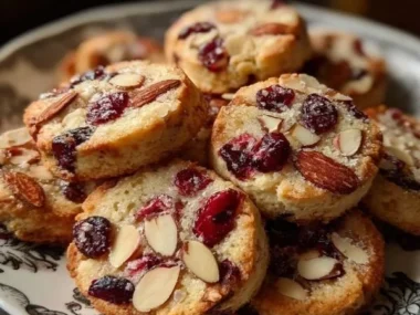 Delicious cranberry almond shortbread cookies with a touch of sweetness
