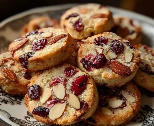 Delicious cranberry almond shortbread cookies with a touch of sweetness