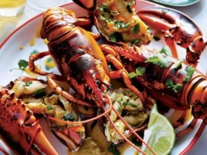 Delicious miso-butter grilled rock lobster served on a plate