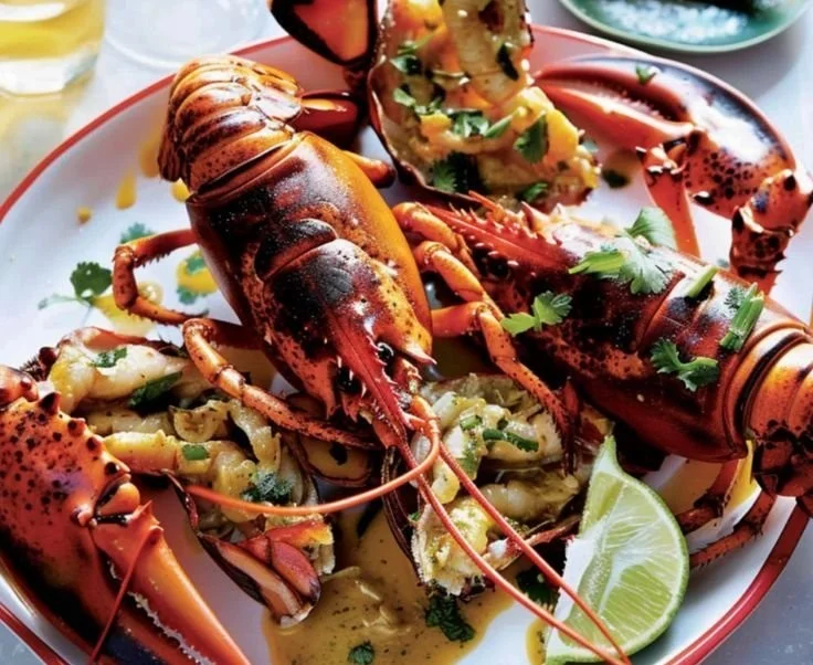 Delicious miso-butter grilled rock lobster served on a plate