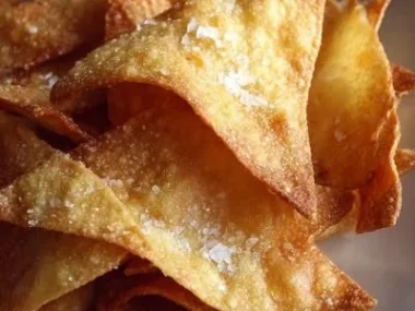 2-Ingredient Keto Tortilla Chips on a plate, healthy low-carb snack