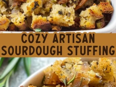 Delicious artisan sourdough stuffing recipe ready to enhance your holiday feast.