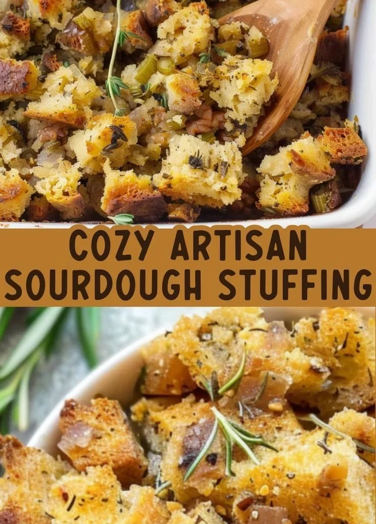 Delicious artisan sourdough stuffing recipe ready to enhance your holiday feast.