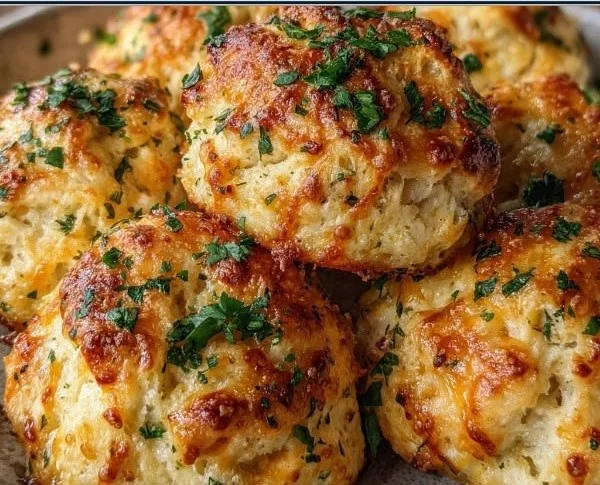 Delicious Biscuit Garlic Butter Cheese Bombs served warm and cheesy
