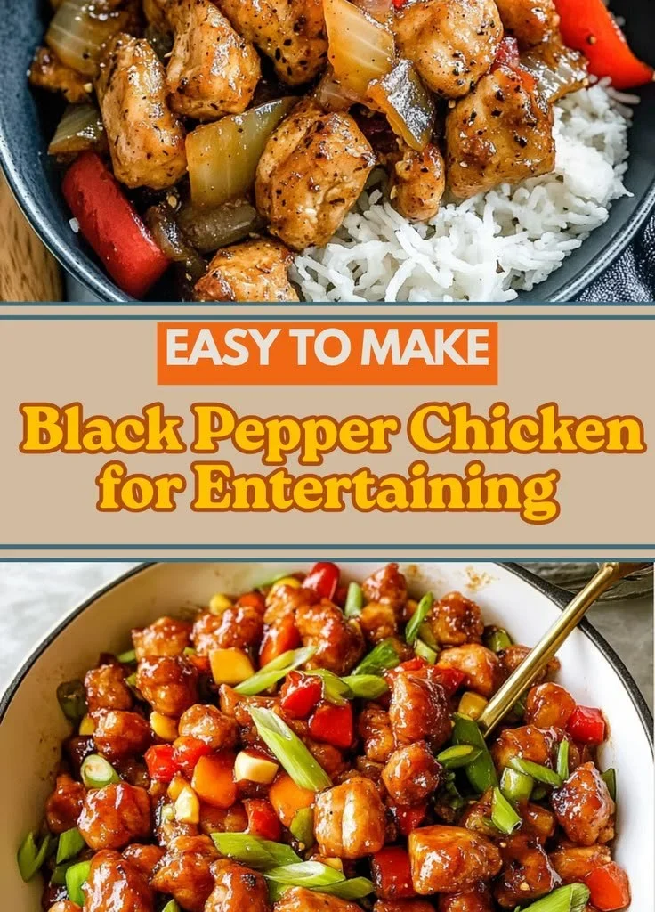 Delicious Black Pepper Chicken dish garnished with vegetables