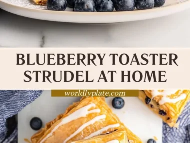 Blueberry Toaster Strudel filled with blueberries and drizzled with icing.