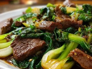Delicious Bok Choy Beef Stir-Fry with colorful vegetables and tender beef slices.