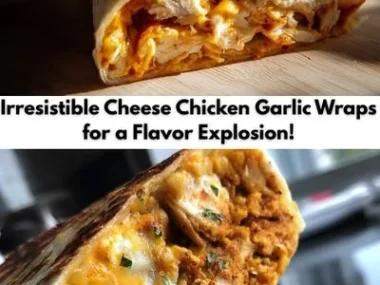 Delicious Cheese Chicken Garlic Wraps with juicy chicken and melted cheese