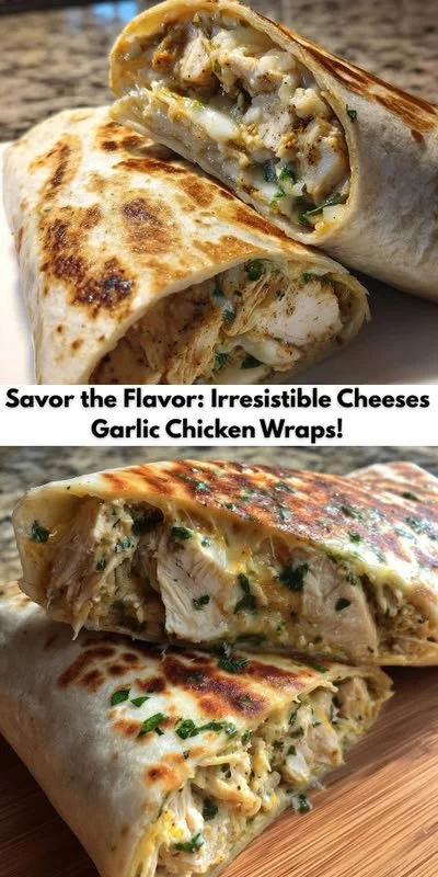 Cheesy garlic chicken wraps with fresh vegetables on a plate.