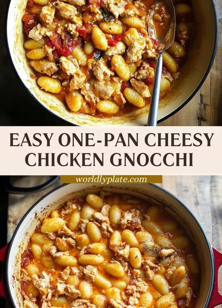 Cheesy Chicken Gnocchi Skillet with creamy sauce and tender chicken pieces