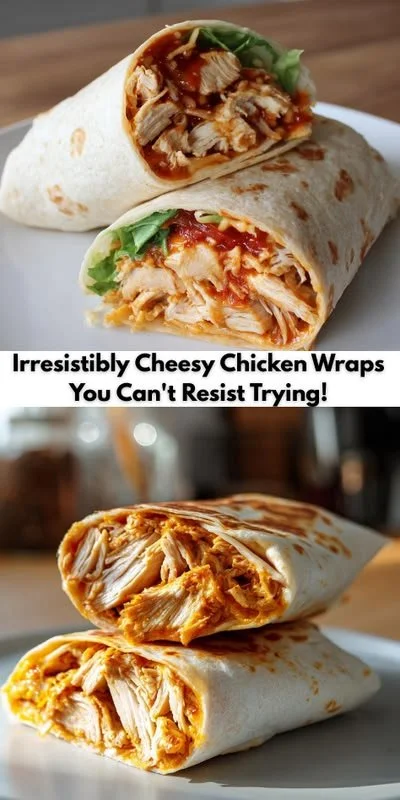 Delicious cheesy chicken wraps on a plate, perfect for an easy meal.
