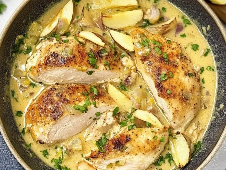 Delicious Chicken Normandy dish with creamy sauce and fresh ingredients