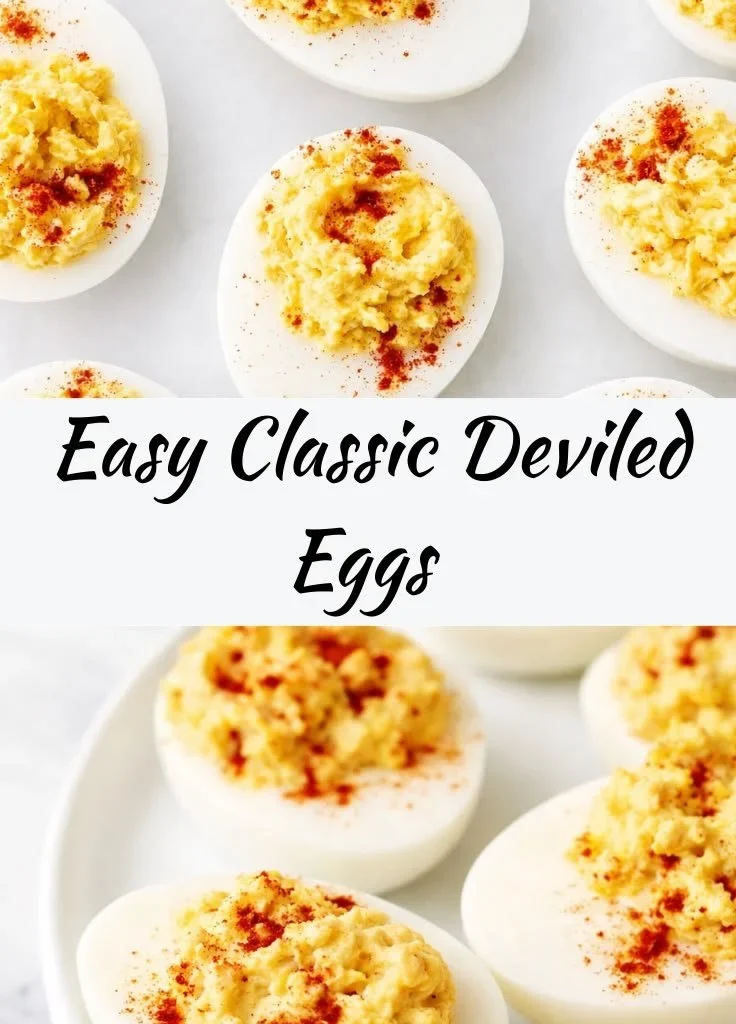 Foolproof and delicious classic deviled eggs recipe served on a platter