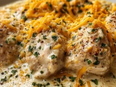 Creamy Crock Pot Angel Chicken dish ready to serve