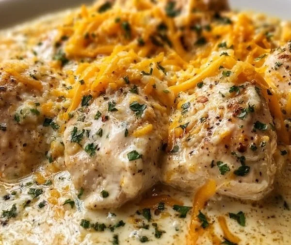 Creamy Crock Pot Angel Chicken dish ready to serve