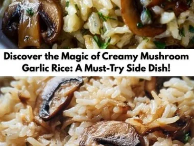 Creamy mushroom garlic rice served as a delicious side dish