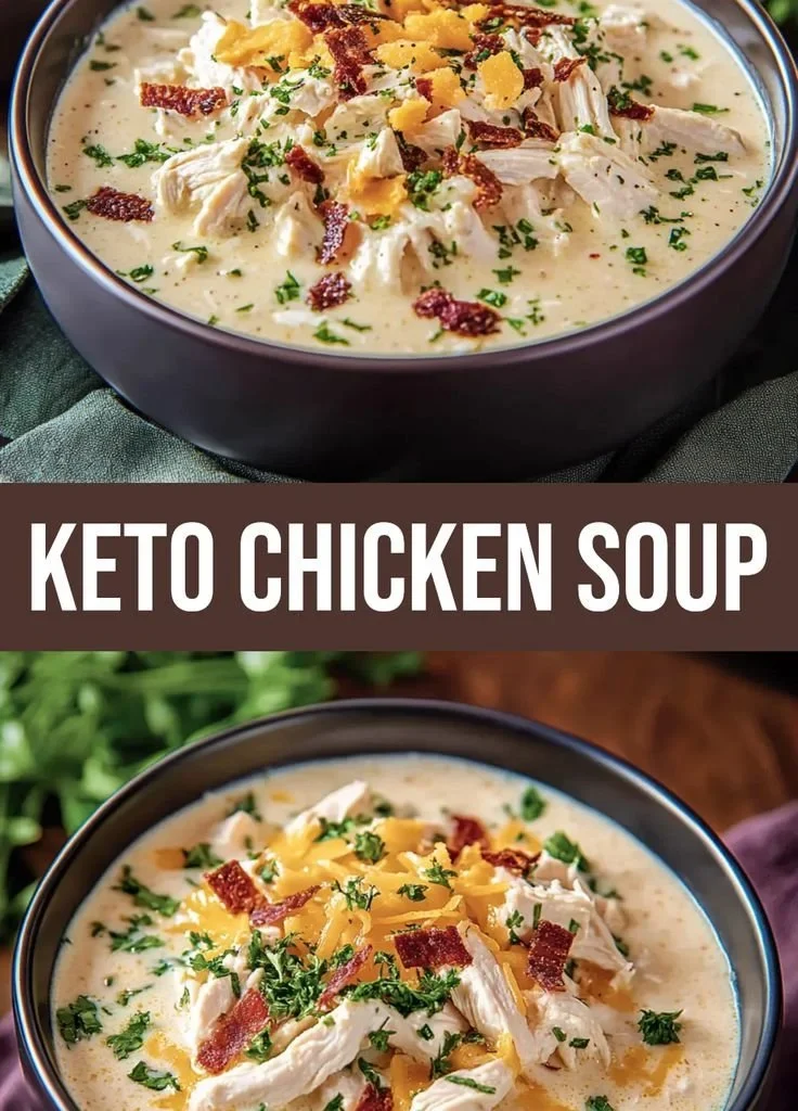 Creamy slow cooker keto chicken cream cheese soup in a bowl