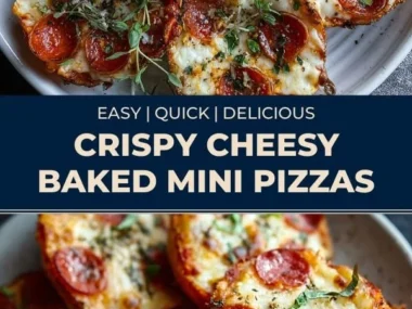 Crispy cheesy baked mini pizzas on a platter ready to serve.
