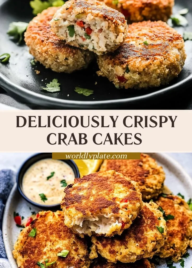 Plate of crispy crab cakes served with dipping sauce.