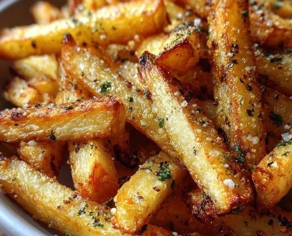 Plate of crispy French fries with a golden brown texture.