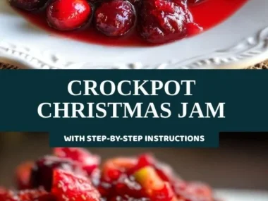 Delicious homemade Crockpot Christmas Jam in a jar ready for the holidays.