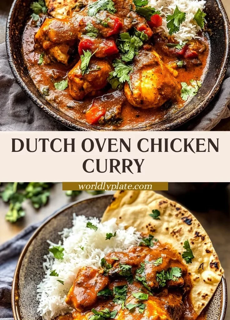 Delicious Dutch Oven Chicken Curry with tender chicken and vibrant spices.