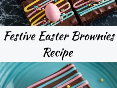 Fudgy Easter brownies decorated for spring celebrations