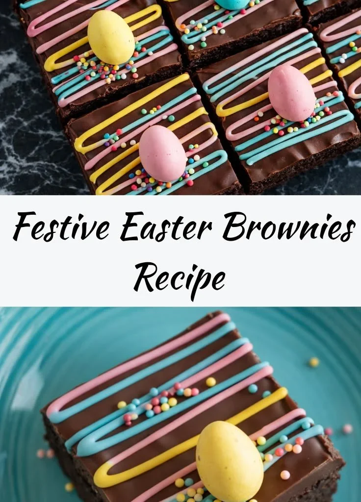 Fudgy Easter brownies decorated for spring celebrations