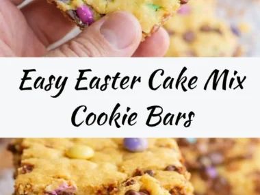 Easter cake mix cookie bars displayed on a festive table.