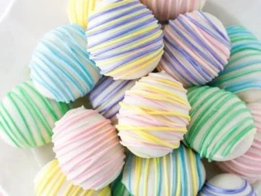 Festive Easter Egg Oreo Cookie Balls decorated for a holiday treat