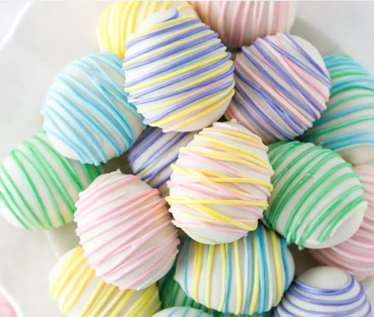 Festive Easter Egg Oreo Cookie Balls decorated for a holiday treat