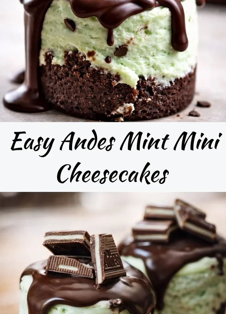 Delicious Andes Mint Mini Cheesecakes styled on a dessert platter