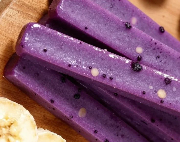 Homemade blackberry banana frozen treats for dogs with fresh fruit