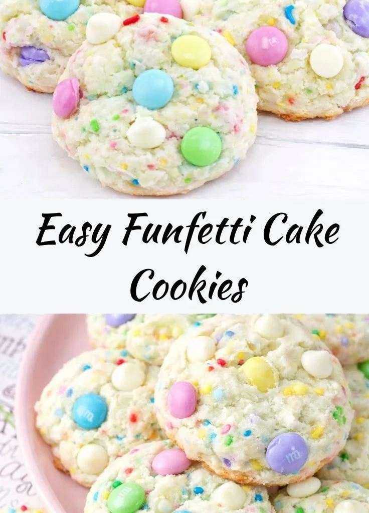 Colorful Funfetti Cake Cookies decorated for Easter festivities
