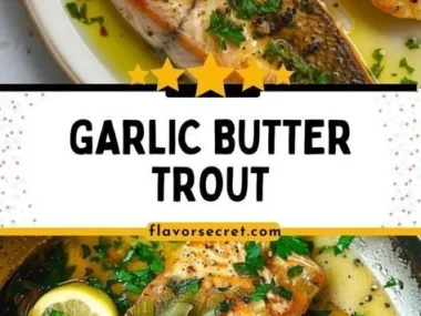 Garlic Butter Seared Trout served with Lemon and Parsley garnish
