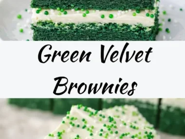 Delicious green velvet brownies with festive decorations for a holiday treat