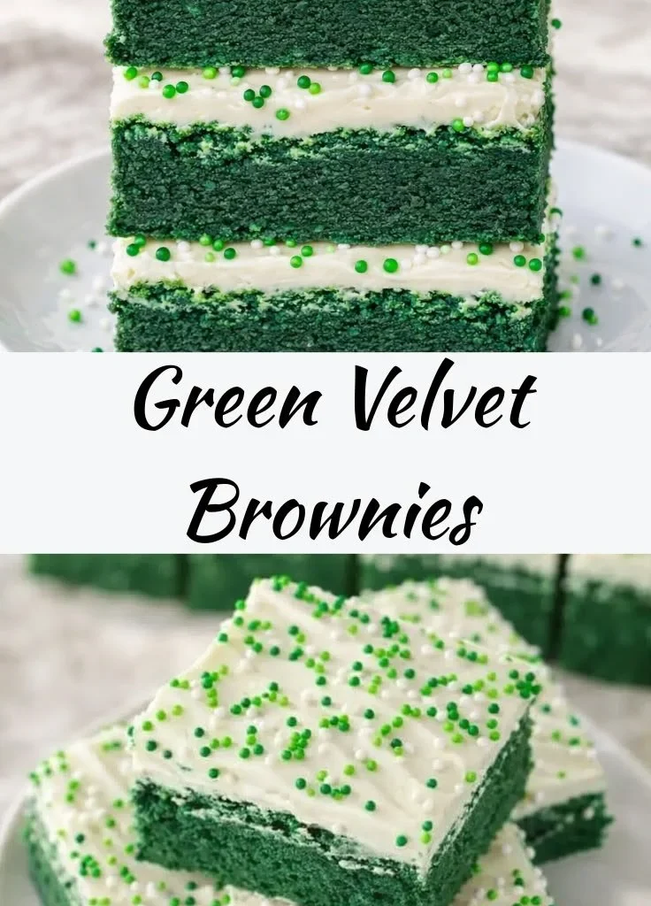Delicious green velvet brownies with festive decorations for a holiday treat