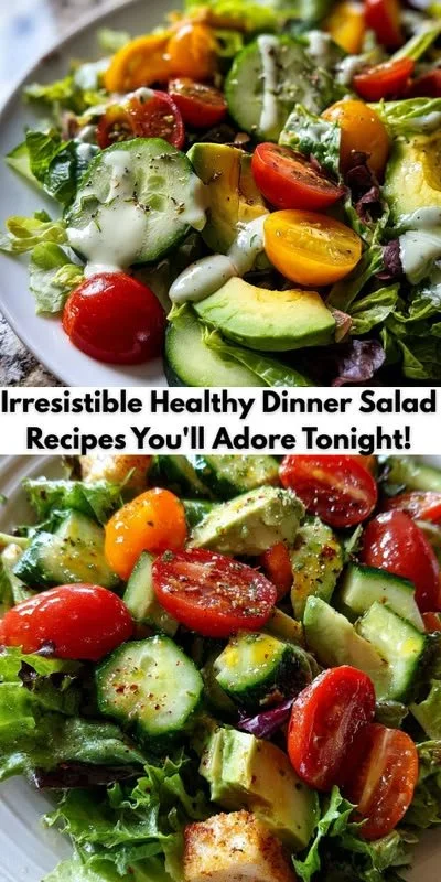 Healthy dinner recipes salad dish served on a plate with fresh ingredients.