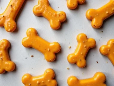 Healthy no-bake peanut butter banana treats for dogs in a bowl