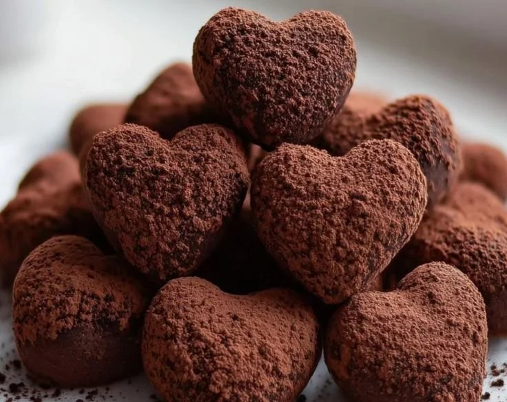 Variety of heart-shaped snacks decorated for a festive celebration.