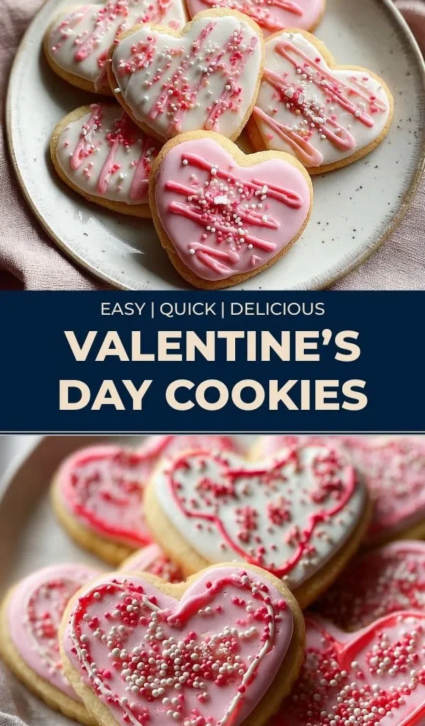 Heart-shaped sugar cookies decorated with icing for a festive treat